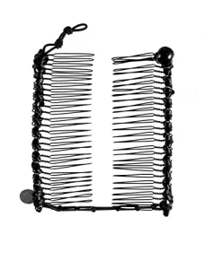 Hairzing Clip | Medium Vintage Clincher Comb Tool For Thick, Thin, And Curly Hair| Stretchy Banana Hair Clips For Girls | Elastic Double Comb Clip Wi