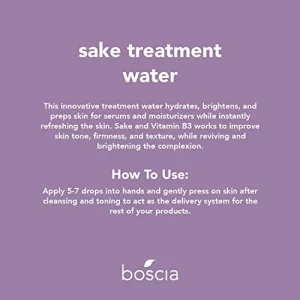 Boscia Sake Treatment Water, Vegan, Cruelty-Free, Natural And Clean Skincare, Vitamin B3 & Rice Ferment Facial Serum For Hydration, Clear, 1.69 Fl Oz