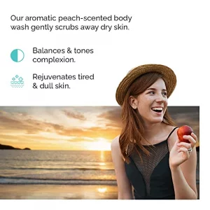 Vitamins And Sea Beauty, Moisturizing Hydrating Body Wash Bath Shower Gel Botanical Exfoliating Balancing, Sea Salt And Peach, 32 Fl Oz