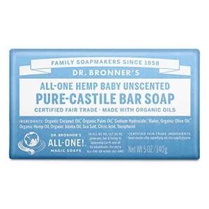 Dr. Bronner S - Pure-Castile Bar Soap (Baby Unscented, 5 Ounce) - Made With Organic Oils, For Face, Body And Hair, Gentle For Sensitive Skin And Ba