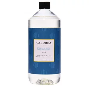 Caldrea Hand Soap Refill, Aloe Vera Gel, Olive Oil And Essential Oils To Cleanse And Condition, Basil Blue Sage Scent, 32 Oz