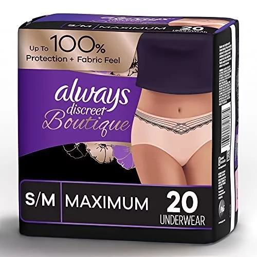  Always Discreet & Postpartum Incontinence Underwear for Women,  Size XL, Maximum Absorbency, Disposable, Green, X-Large, 30 Count : Health  & Household
