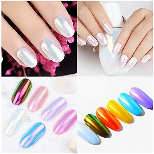 2 Pcs Chrome Nail Powder, Iridescent Pearl White Chrome Powder For Nails,  Holographic Mirror Effect Nail Pigment Powder, Magic Neon Mermaid Nail Powd  - Imported Products from USA - iBhejo