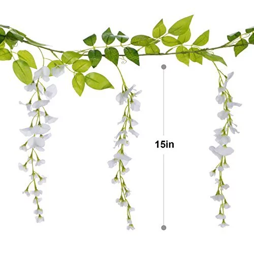 Lvydec Wisteria Artificial Flowers Garland, 4Pcs Total 28.8ft White  Artificial Wisteria Vine Silk Hanging Flower for Home Garden Outdoor  Ceremony Wed - Imported Products from USA - iBhejo