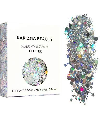 KARIZMA Holographic Silver Body Glitter. 10g Chunky Face Glitter, Hair  Glitter, Eye Glitter and Body Glitter for Women. Rave Glitter, Festival  Access - Imported Products from USA - iBhejo