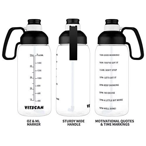 64 OZ Water Bottle with Straw and Time Half Gallon Water Bottle with Time  Marker Water Bottles Large Water Bottle with Handle Water Jug for Sports Wa  - Imported Products from USA - iBhejo