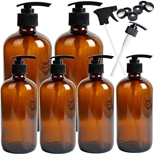 Amber Glass Multi- Use Soap Dispenser offers Bottles 6pk