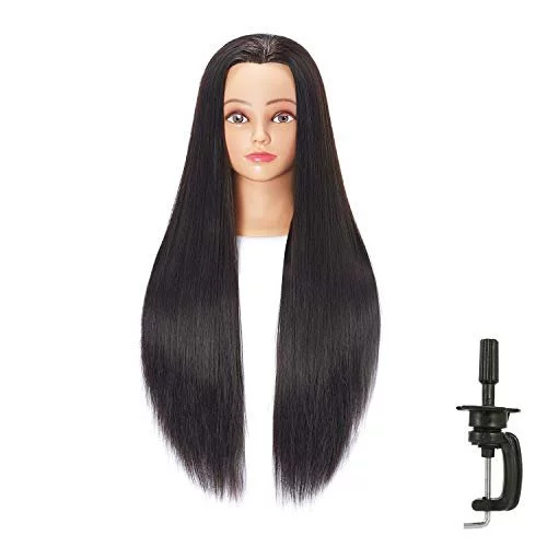 Black mannequin head with clearance hair