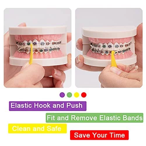 20 Pack Braces Rubber Band Tool Dental Elastic Rubber Bands Placers for  Braces Disposable Plastic Orthodontic Elastic Placers