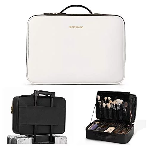 BEGIN MAGIC 16 Makeup Case Travel Makeup Train Case Makeup Bag Organizer Cosmetic Organizer Case Makeup Box with Adjustable Dividers for Cosmetics M Imported Products from USA iBhejo