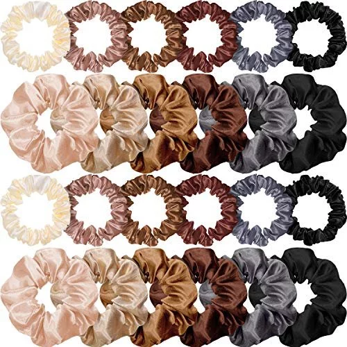 24 Pieces Satin Hair Scrunchies Silk Elastic Hair Bands Skinny Hair Ties  Ropes Ponytail Holder for Women Girls Hair Accessories Decorations (Vintage