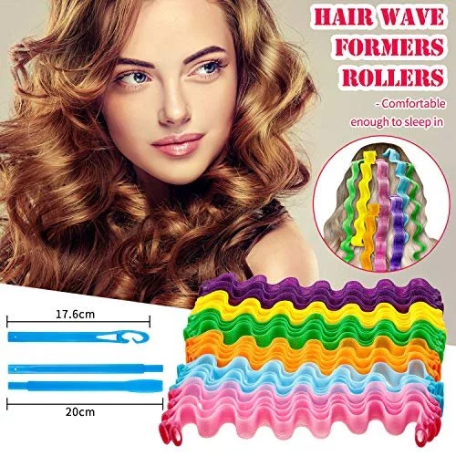 30 Pieces Heatless Waves Curlers Spiral Curls Styling Kit No Heat Hair Waver Spiral Curlers Rollers With 2 Pieces Styling Hooks For Most Hairstyles Imported Products from USA iBhejo