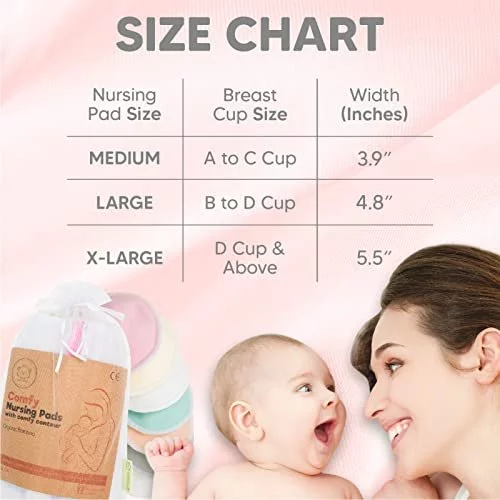 2 pcs Retail Care Breast Pad Washable Reusable Soft Cotton Breast Pads,  Absorbent Breastfeeding Nursing Pad