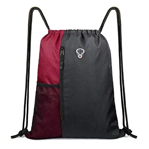 Upward Sports Drawstring Cinch Sack Bag Backpack With Media Pocket