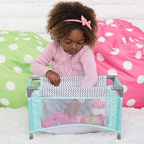 Adora Baby Doll Crib Gender Neutral Zig Zag Designed Playpen Bed Toy with Carry Bag for Baby Dolls up to 16 Inches 218603 Imported Products from USA iBhejo