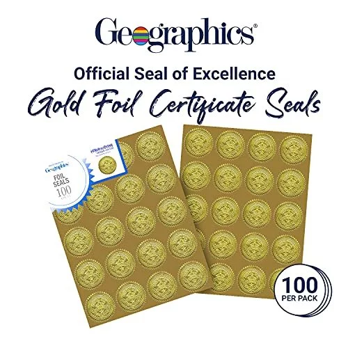 thumbnail image 2 of Buy CRASPIRE Gold Foil Certificate Seals Thank You Self Adhesive Embossed Seals Gold Stickers 100 Pcs Medal Decoration Labels For Envelopes Diplomas Certificates Awards Graduation 2 of 13