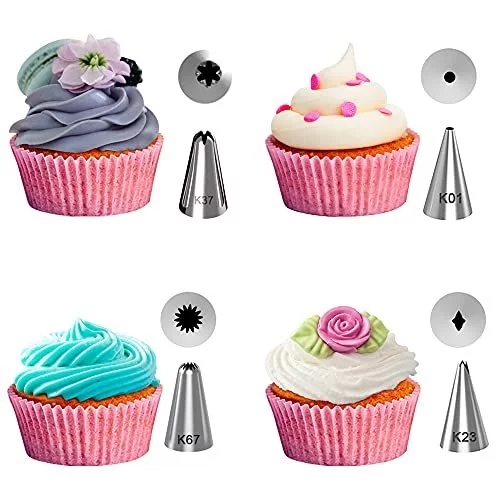 Kootek 42Pcs Piping Bags And Tips Set Cake Decorating Supplies Kits For Baking With 36 Numbered Frosting Icing Tips 2 Reusable Pastry Bags Easy Ca Imported Products from USA iBhejo