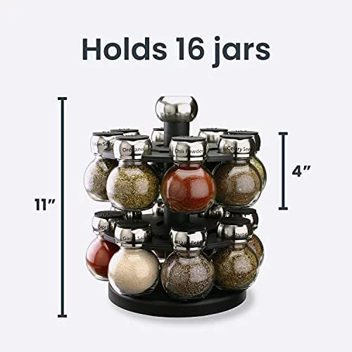 Olde Thompson Since 1944 Orbit Rotating Rack 16 Refillable Spice Jars Labeled Shaker Tops 45 Imported Products from USA iBhejo