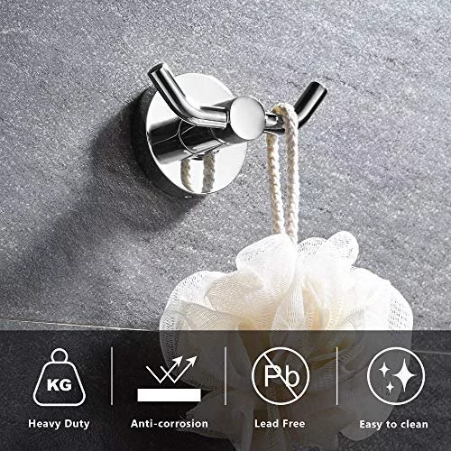 Marmolux Acc - Chrome Bathroom Hooks For Towels  Modern Double Towel Hook  Design Ideal For Use As Robe & Towel Hooks, Shower Wall Hooks Or Kitchen H  - Imported Products from USA - iBhejo