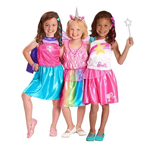 Barbie Dress Up Trunk Set Size 4 6x Kids Pretend Play Costumes and Accessories Pink Amazon Exclusive by Just Play Imported Products from USA iBhejo