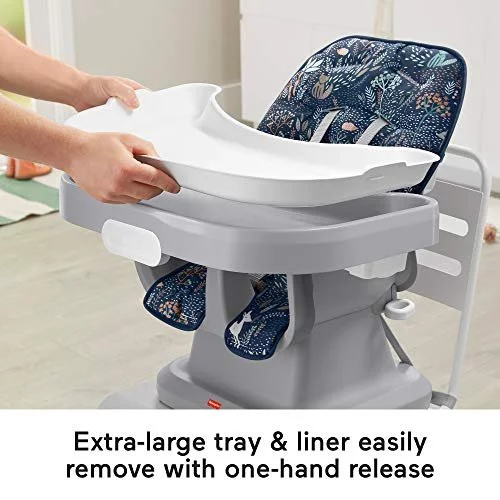 Fisher Price Baby Spacesaver Simple Clean High Chair Baby To Toddler Portable Dining Seat With Removable Tray Liner Moonlight Forest Amazon Exclusiv Imported Products from USA iBhejo