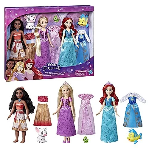 Disney Princess Royal Fashions and Friends, Fashion Doll 3-Pack, Ariel,  Moana, and Rapunzel, Toy for Girls 3 Years and Up
