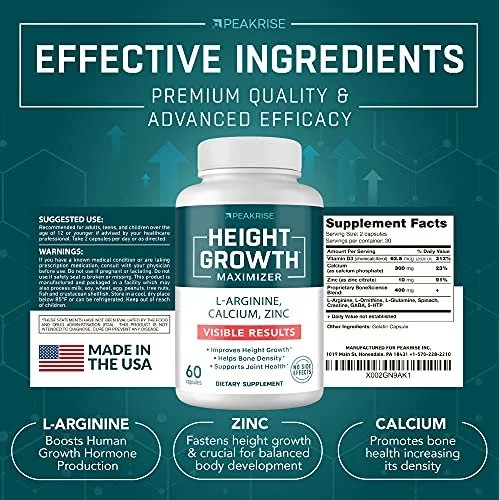 Height Growth Maximizer Made In Usa Calcium Vitamin D3 Zinc