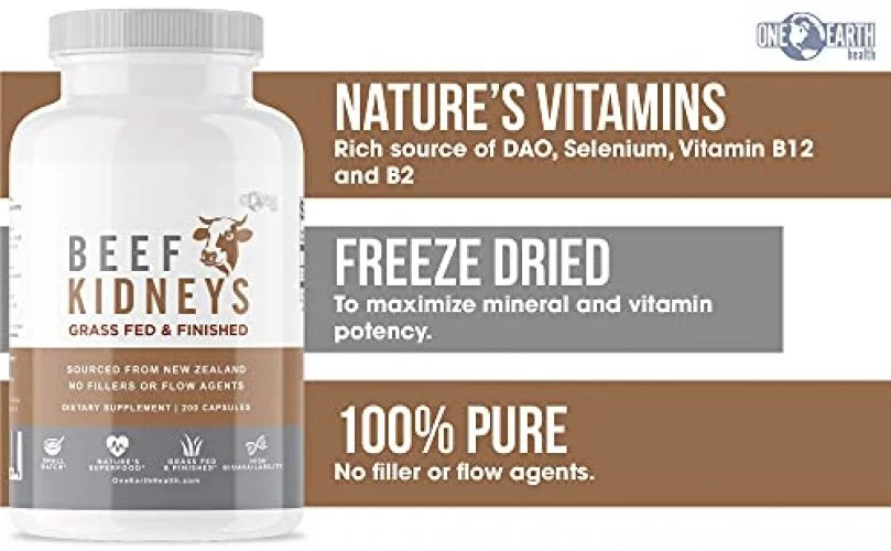 Grass Fed Beef Kidney Supplement (200 Count) New Zealand Sourced For