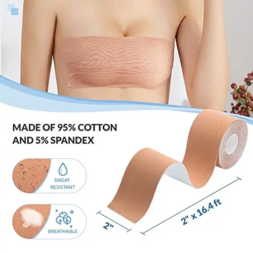 Breast Tape Body Tape Sticky Breast Lift Tape Backless Nipple Cover Set,  Breathable Adhesive Bra for Large Breast