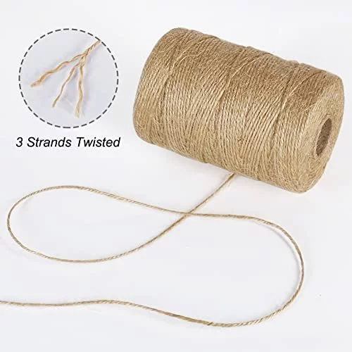 Tenn Well Natural Jute Twine, 500 Feet Long Brown Twine Rope for
