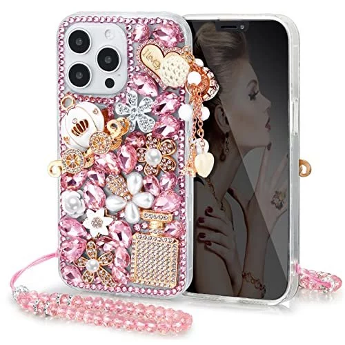 Threesee for iPhone 14 Pro Max Bling Case 3D Cute Diamond Glitter