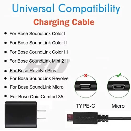 Replacement Charger Cable for Bose SoundLink Color I, II, III