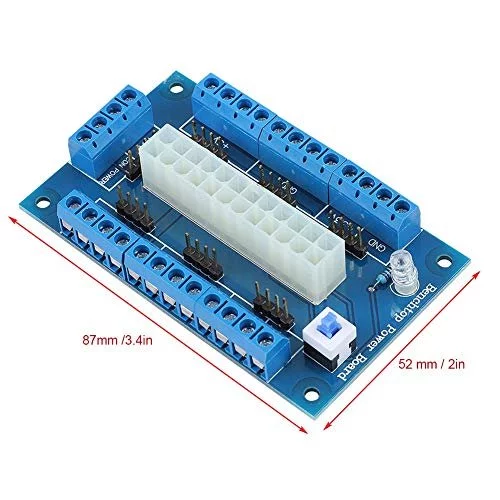 Scheda Breakout ATX 24/20 Pin GeeekPi – Modulo Alimentazione Con LED E Pulsante ON/OFF Per PC