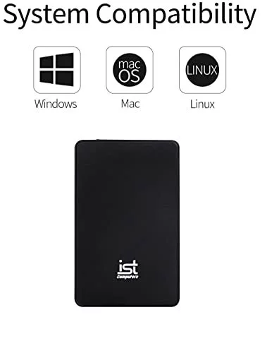 Ultra Slim 1Tb Portable External Hard Drive, Usb 3.0, Black, For