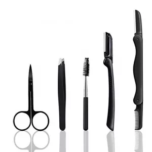 Eyebrow Razor, 5 in 1 Eyebrow Kit, Professional Eyebrow Grooming Set, Eyebrow Trimmers Set for Women and Men, Including Brow Razors Trimmer, Brush, E