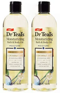 Dr. Teals Coconut Bath & Body Oil Gift Set (2 Pack, 8.8Oz Ea.) - Nourishing Coconut Essential Oils Blended With Sweet Almond Oil & Cocoa Butter - Par