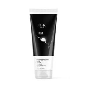 Igk Color Depositing Mask Pitch Black - Smoky Gray | Conditioning + Hydrate + Shine | Vegan + Cruelty Free | 6 Oz