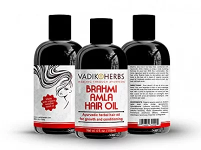 Brahmi-Amla Hair Oil (4Oz) By Vadik Herbs | Promotes Excellent Hair Growth And Hair Conditioning With Rosemary Oil | All Natural Herbal Solution For