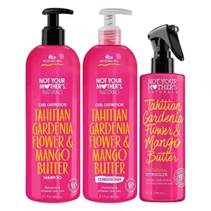 Not Your Mother's Naturals Curl Definition Shampoo, Conditioner, and Hair Detangler (3-Pack) - Tahitian Gardenia Flower & Mango Butter - Moisturize a