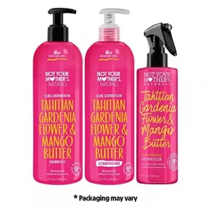Not Your Mother's Naturals Curl Definition Shampoo, Conditioner, and Hair Detangler (3-Pack) - Tahitian Gardenia Flower & Mango Butter - Moisturize a
