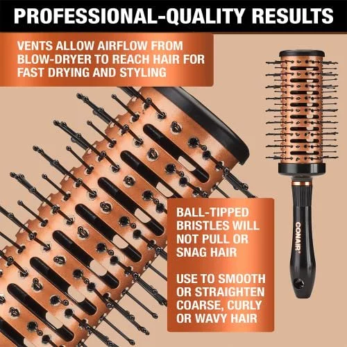 Conair Quick Blow Dry Copper Collection Vented Round Brush Hair Brush 1 Count Imported Products from USA iBhejo