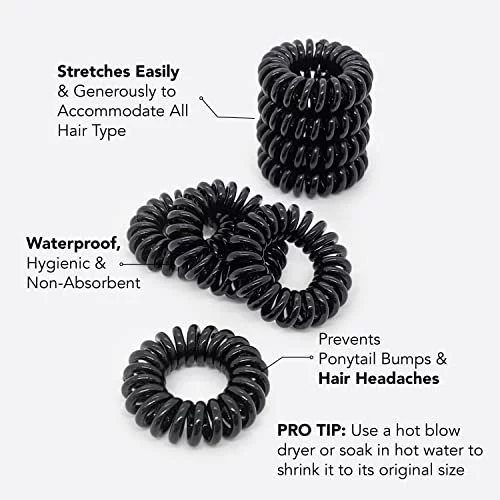 Kitsch Spiral Hair Ties for Women Waterproof Ponytail Holders