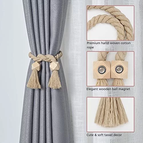 25'' Curtain Tieback Curtain Tiebacks Magnetic, Curtain Rope
