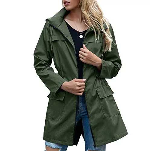 Army green rain jacket womens best sale