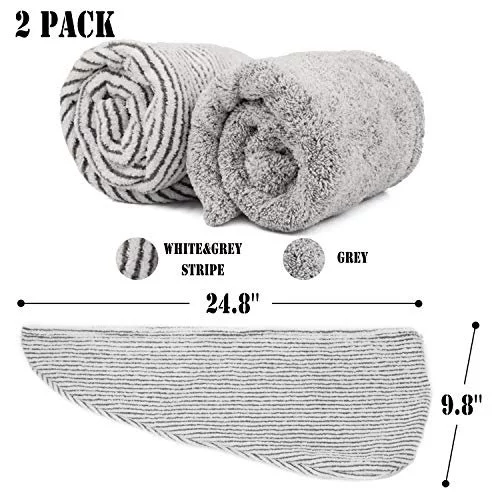 ELLEWIN Bamboo Hair Towel Wrap 2 Pack Microfiber Hair Drying Shower Turban with Buttons Super Absorbent Quick Dry Hair Towels for Curly Long Thick H Imported Products from USA iBhejo