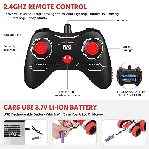 Remote Control Car, Double Sided Rc Car, 4Wd Off-Road Stunt Car With ...