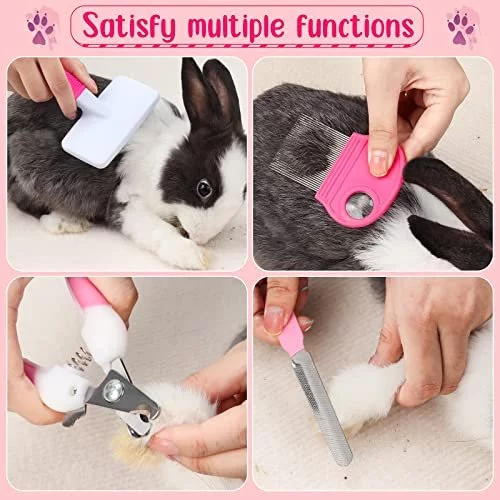 Vczone 8 Pcs Small Animal Pink Grooming Kit Rabbit Grooming Kit With Pet Nail Clipper And File Flea Comb Pet Shampoo Bath Brush Pet Shedding Sli Imported Products from USA iBhejo