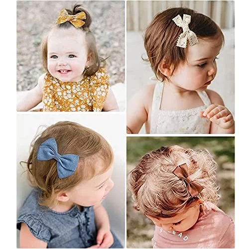 21 Pack Baby Girls Hair Clips Bows Fully Lined Non Slip Barrettes For Fine Handmade Hair Accessories For Newborn Infant Toddler Kids Imported Products from USA iBhejo
