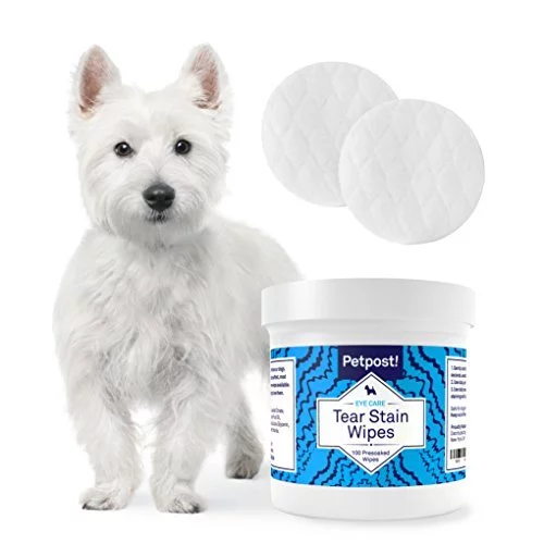 Petpost Tear Stain Remover Wipes 100 Presoaked Cotton Pads Best Natural Eye Crust Treatment For White Fur Maltese Angels Approved Chemical Imported Products from USA iBhejo