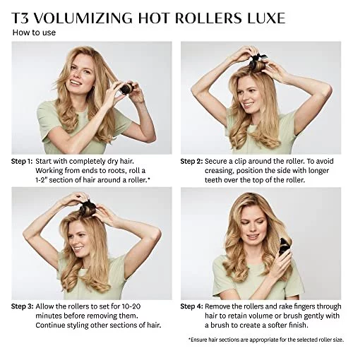 T3 Volumizing Hot Rollers Luxe Premium Hair Curler Set For Long Lasting Volume Body Shine Set Of 8 4 Xl 1.75 4 Large 1.5 Imported Products from USA iBhejo